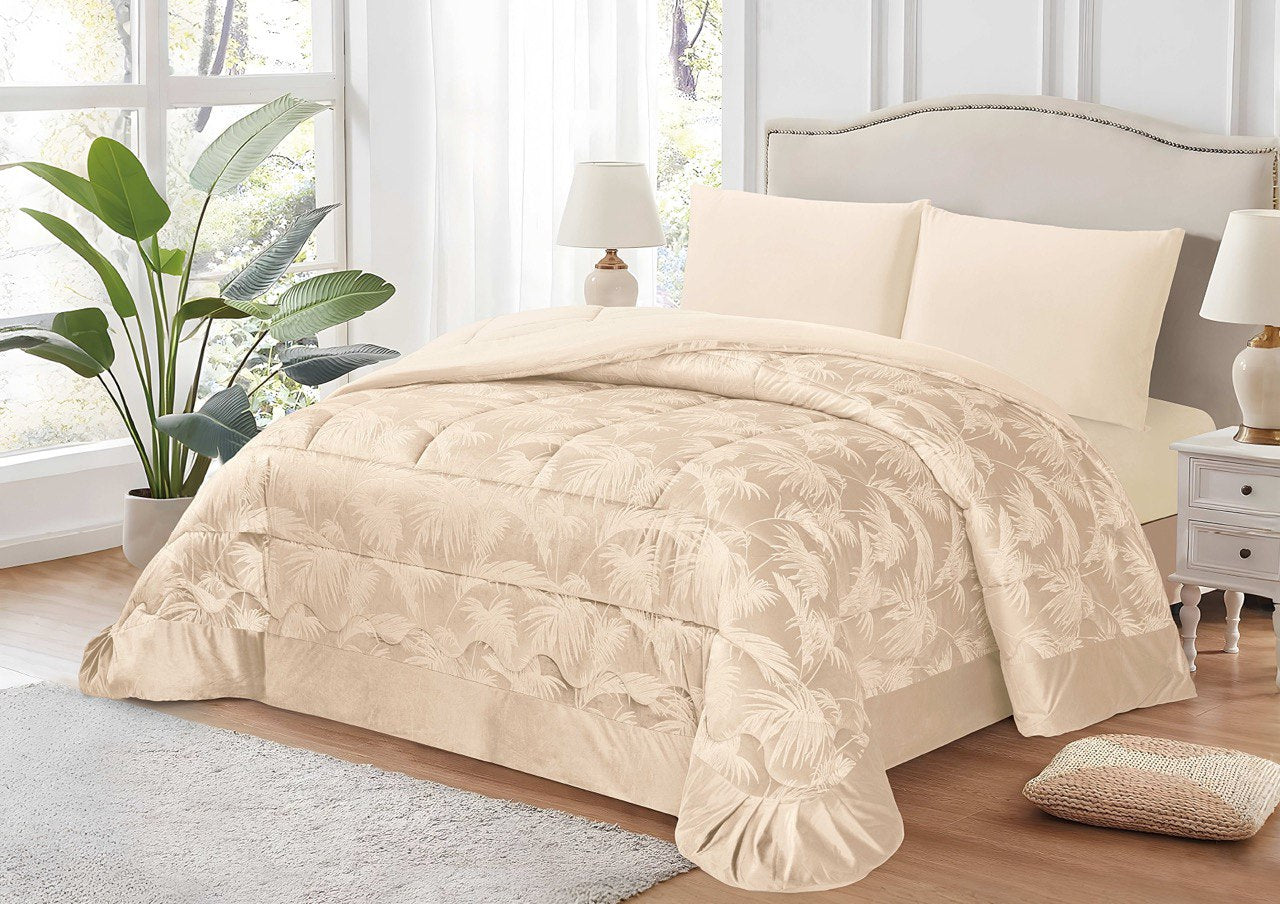 Asuexpect Set Di Trapunte In Velluto Per Letto King Size E California King - Colore Panna