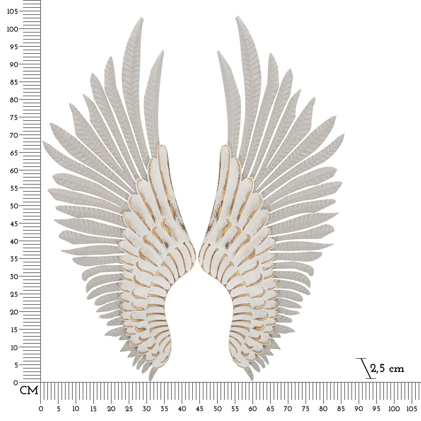 Ali - Set di 2 ali in metallo e legno bianco cm 43,8x2,5x104