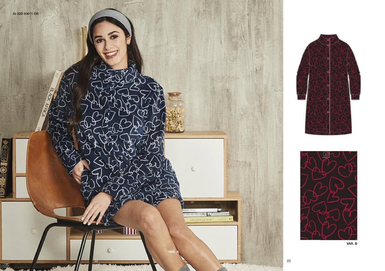 Vestaglia Donna Kissimo BiancaLunaš in soffice Coral con bottoni