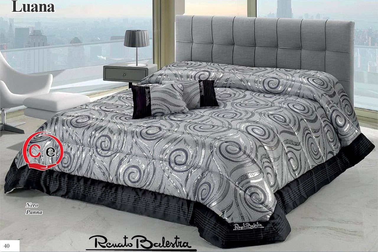 Trapunta Invernale In Cotone 100% Piazza E Mezza 220x270 Cm, Made In Italy, Fantasia Smeralda Bluette