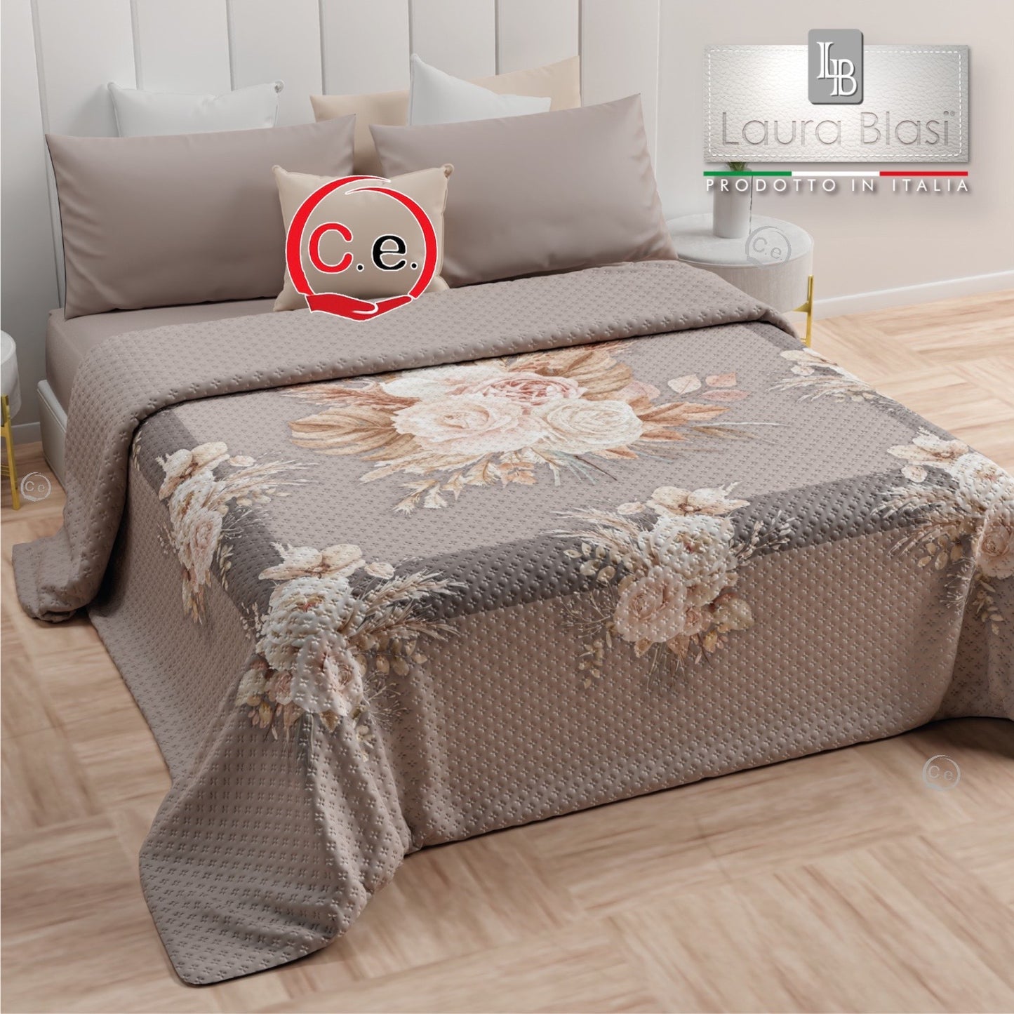 Copriletto trapuntato Orchidea