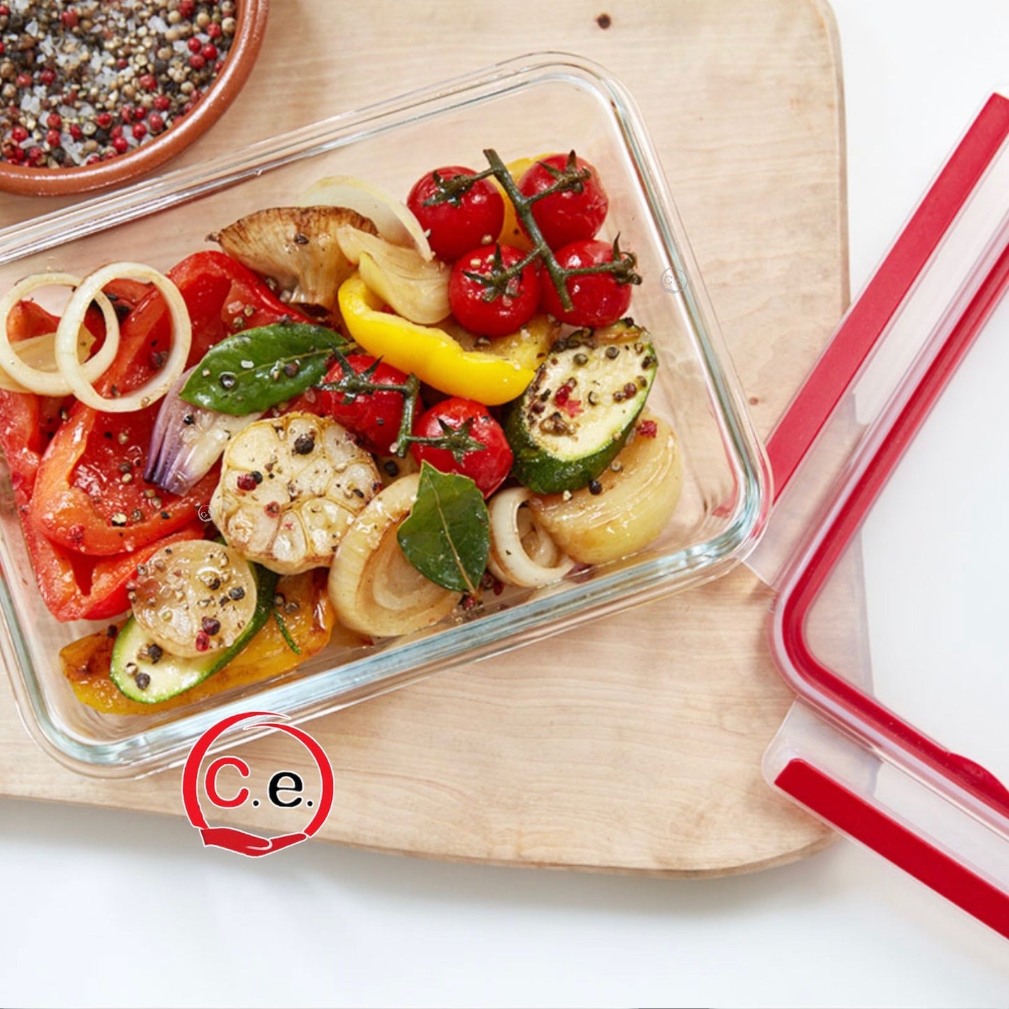 Contenitore in vetro rettangolare con coperchio ermetico con Clips