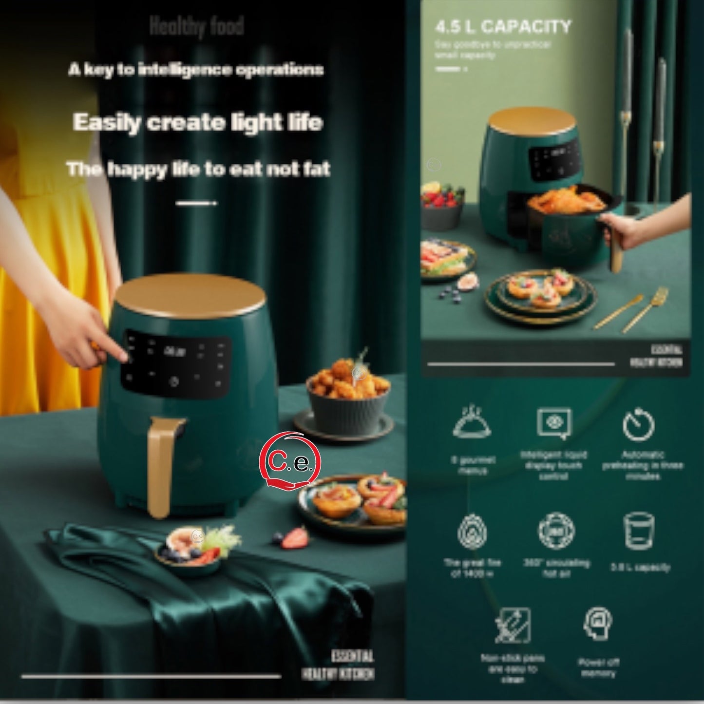 Friggitrice Cheffinger ad aria con display LCD & touch