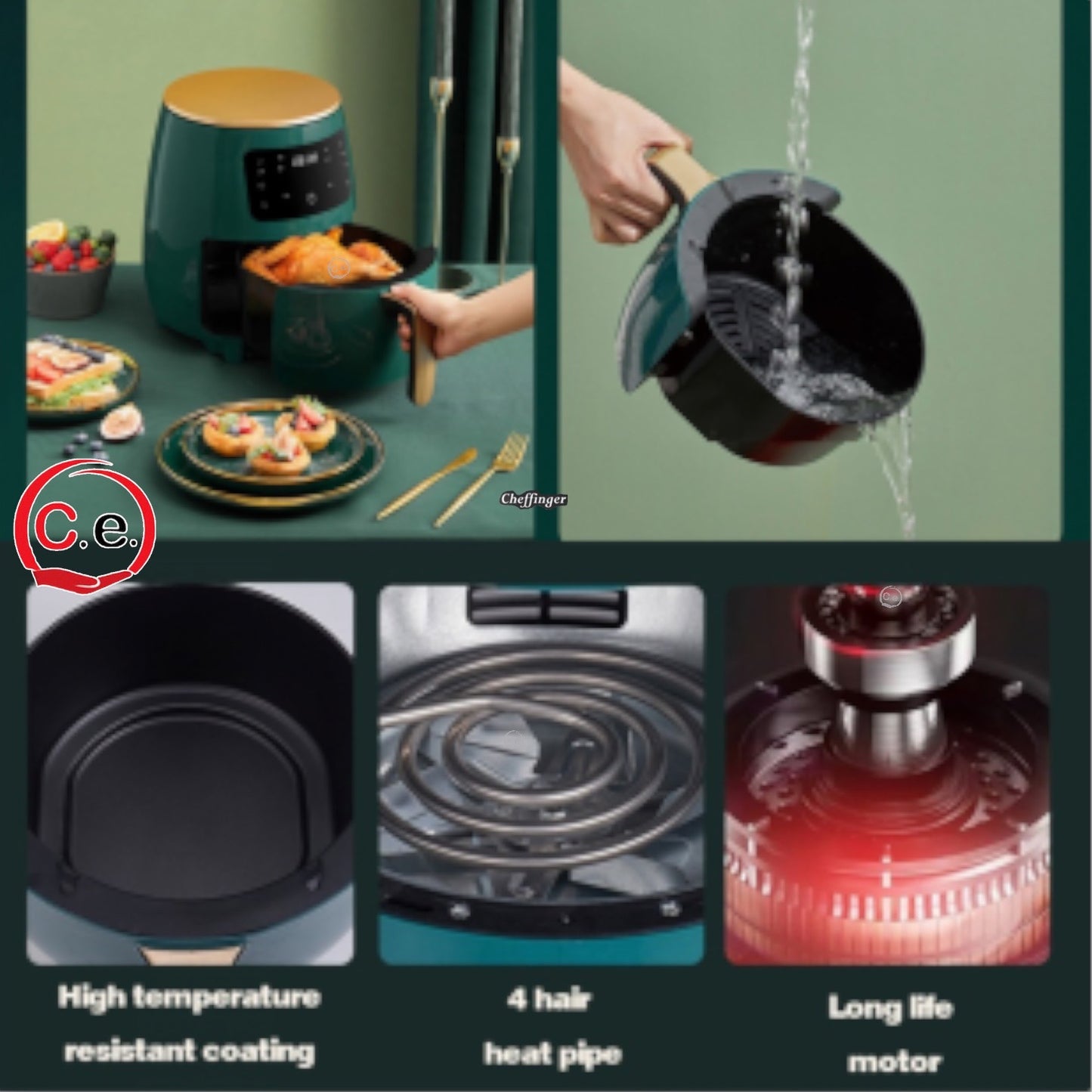 Friggitrice Cheffinger ad aria con display LCD & touch