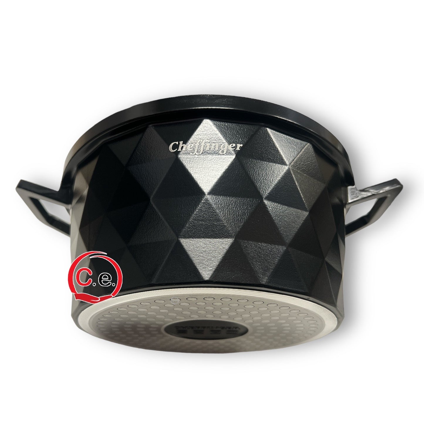 Tris casseruole diamantate in pietra lavica con coperchio in vetro Cheffinger 👩🏼🍳