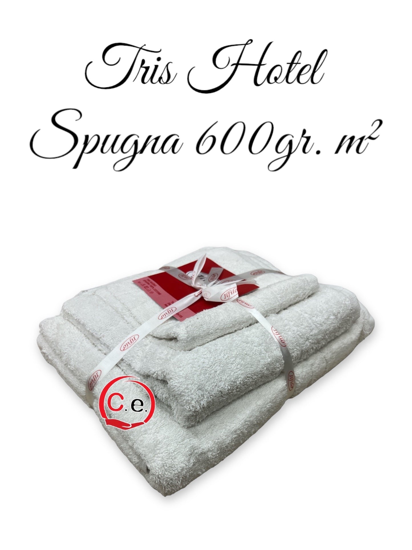 Tris asciugamani in spugna tipo alberghiero 600gr.m²