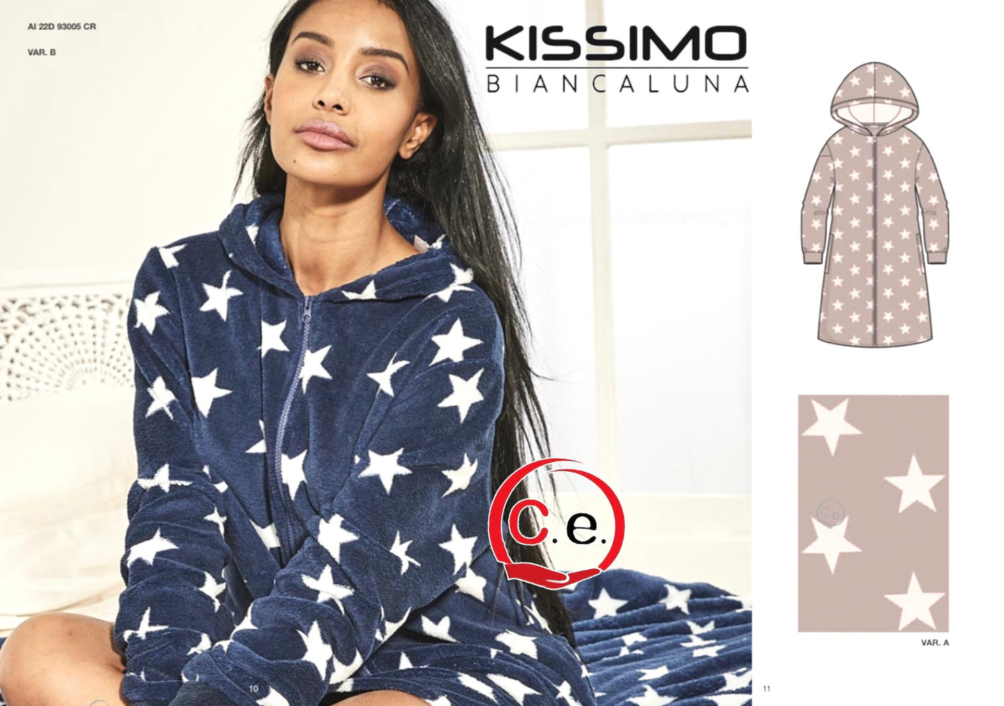 Vestaglia Donna Kissimo BiancaLuna🌙 in soffice Coral con cappuccio & zip
