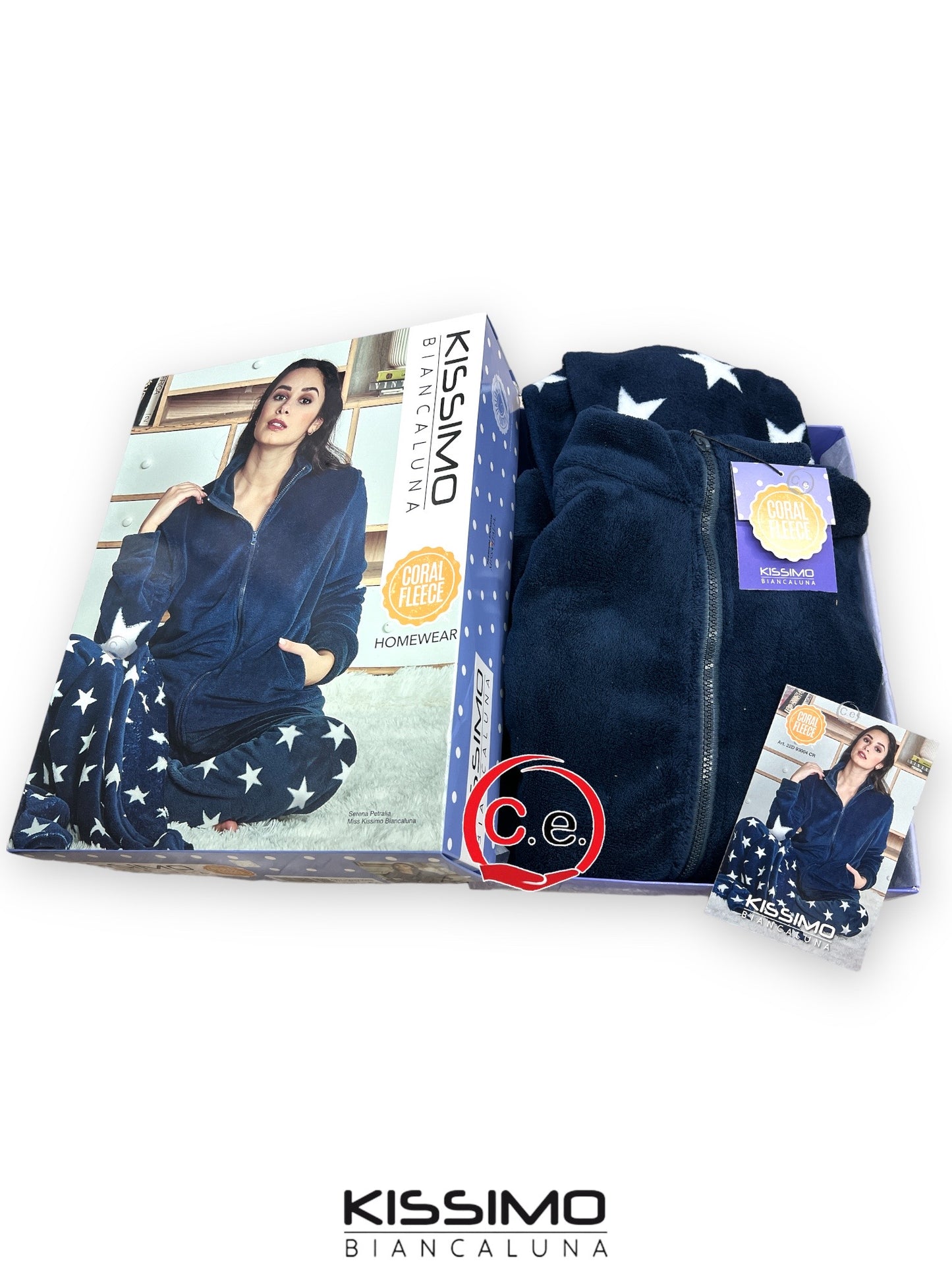 Pigiama Kissimo con zip BiancaLuna 🌙 Donna In soffice & caldo Coral