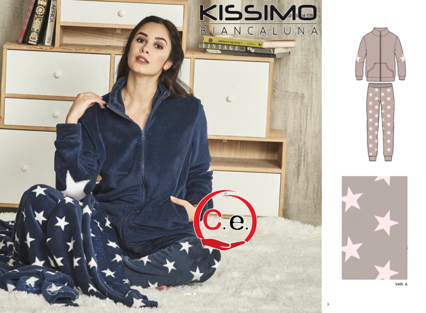 Pigiama Kissimo con zip BiancaLuna 🌙 Donna In soffice & caldo Coral