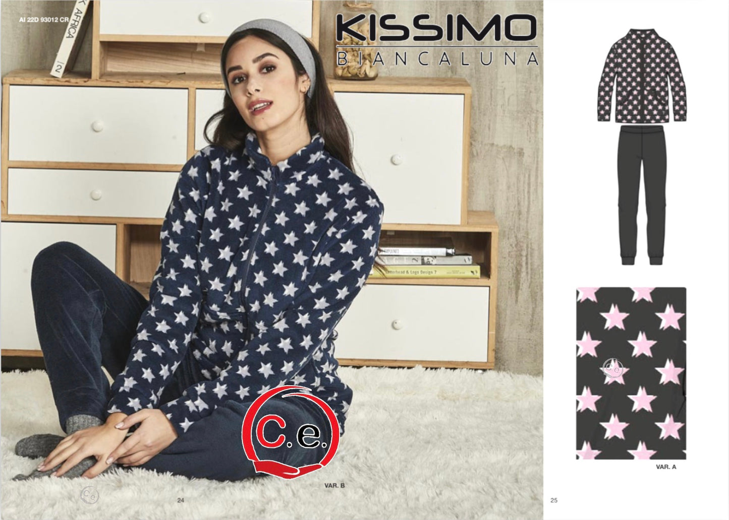 Pigiama Kissimo con zip BiancaLuna 🌙 Donna In soffice & caldo Coral