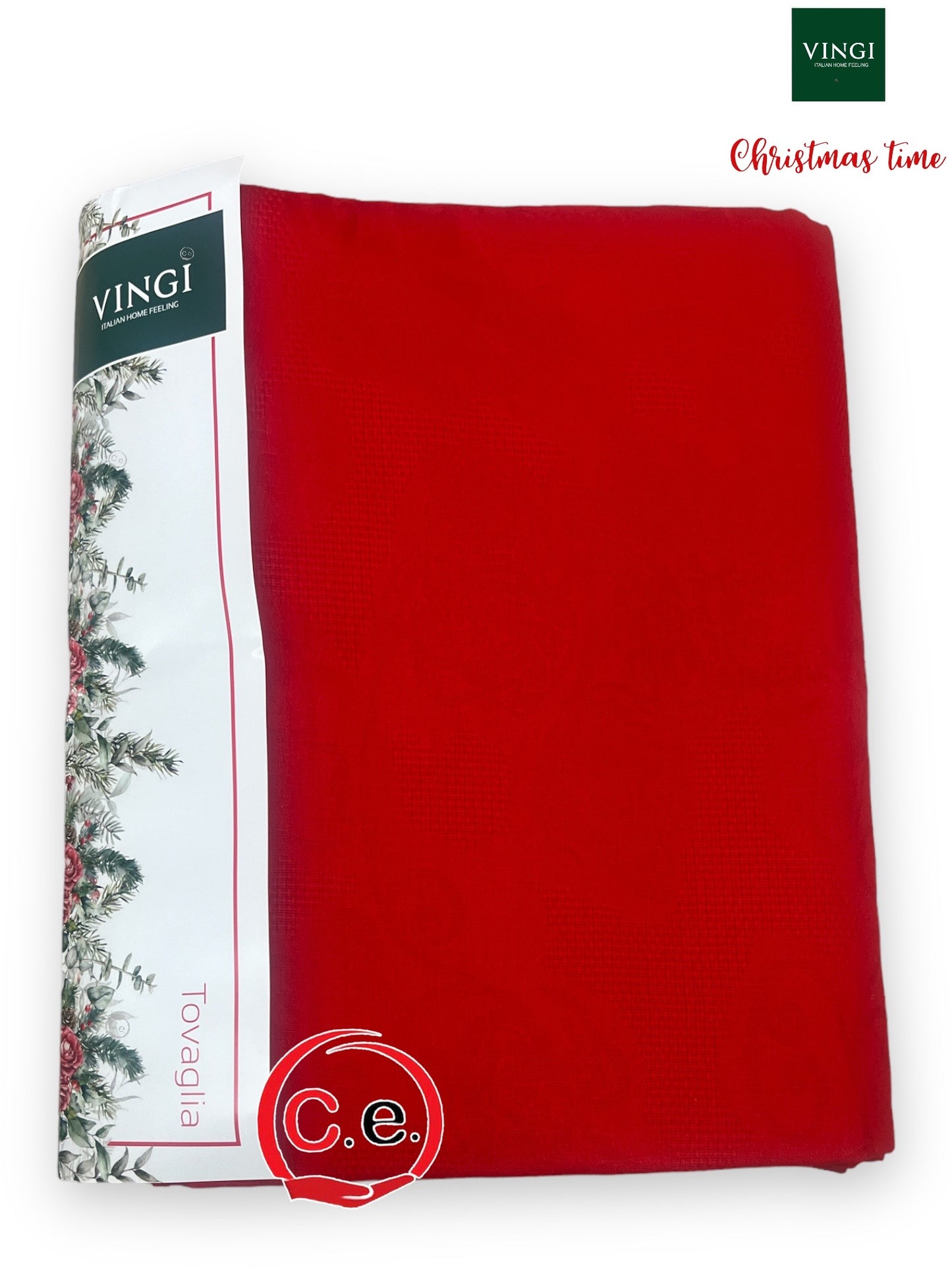 Tovaglia Ludovica Xmas Vingi in fiandra con disegno damascato in puro cotone al 100%