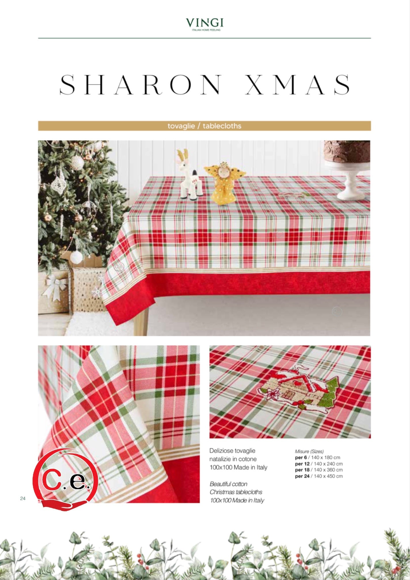 Tovaglia Vingi Christmas Alessia Sharon ricamata con ricamo rialzato al centro della tavola