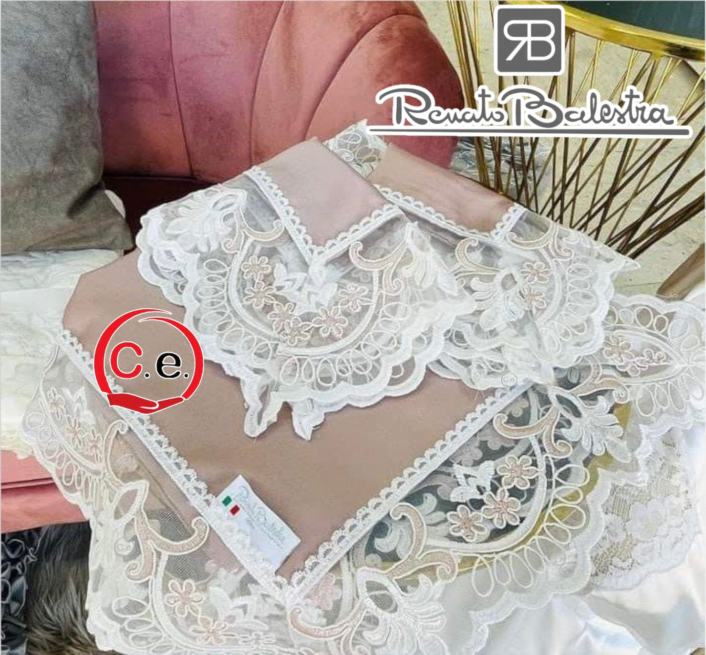 Tris centri Daiana Renato Balestra con pizzo in rebrodè