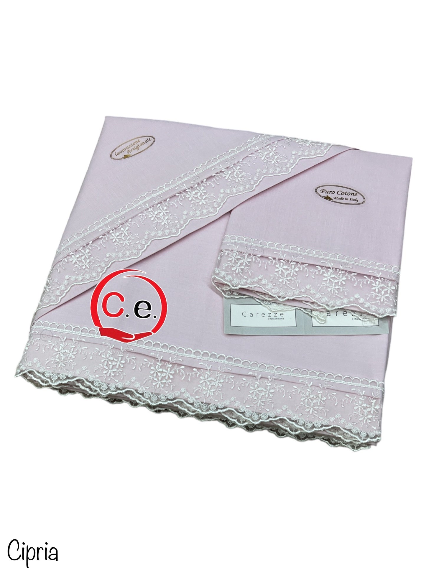 Completo lenzuola Malenia con pizzo in pregiato Rebrodè