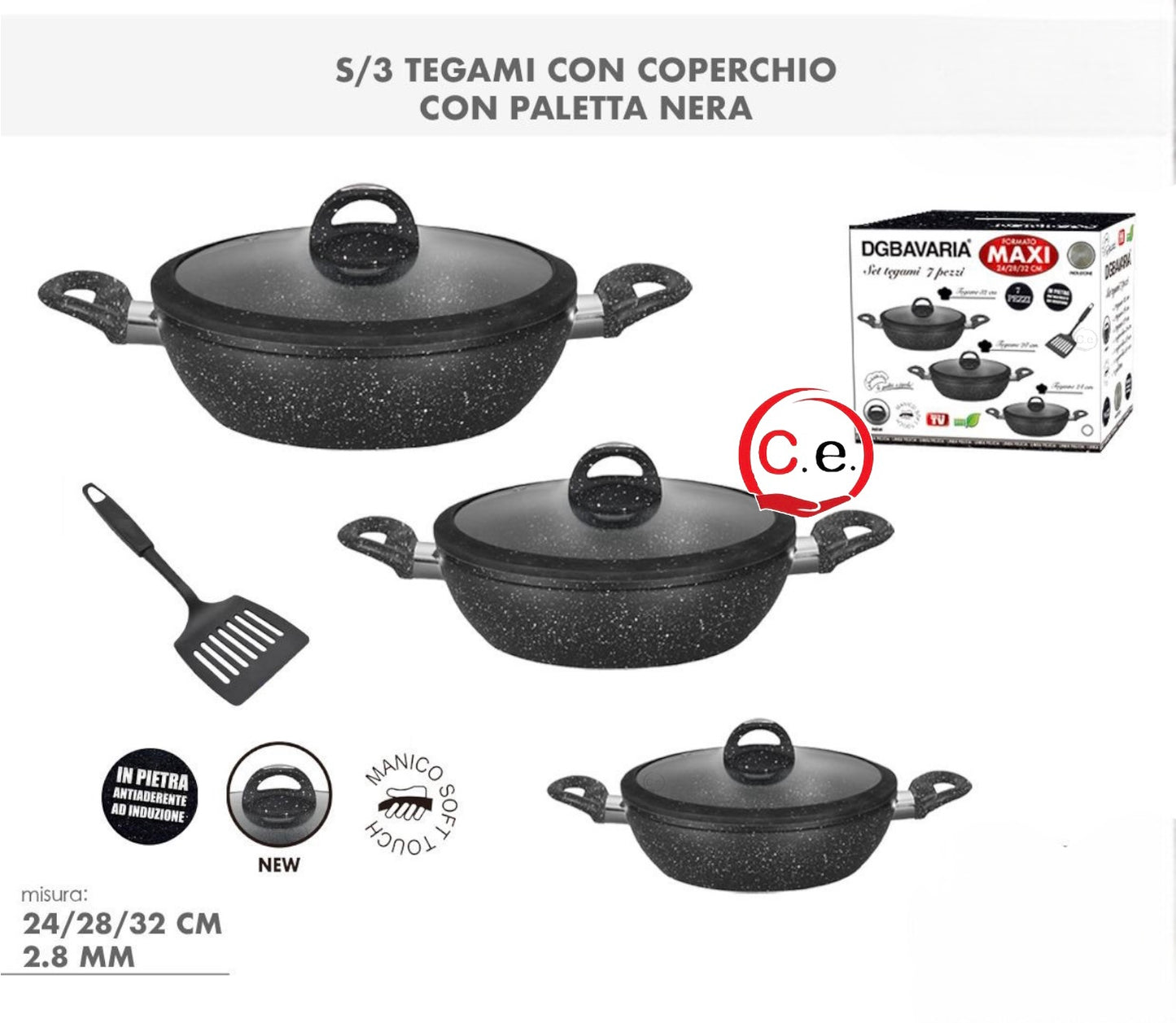 Tris tegame Maxi in pietra lavica