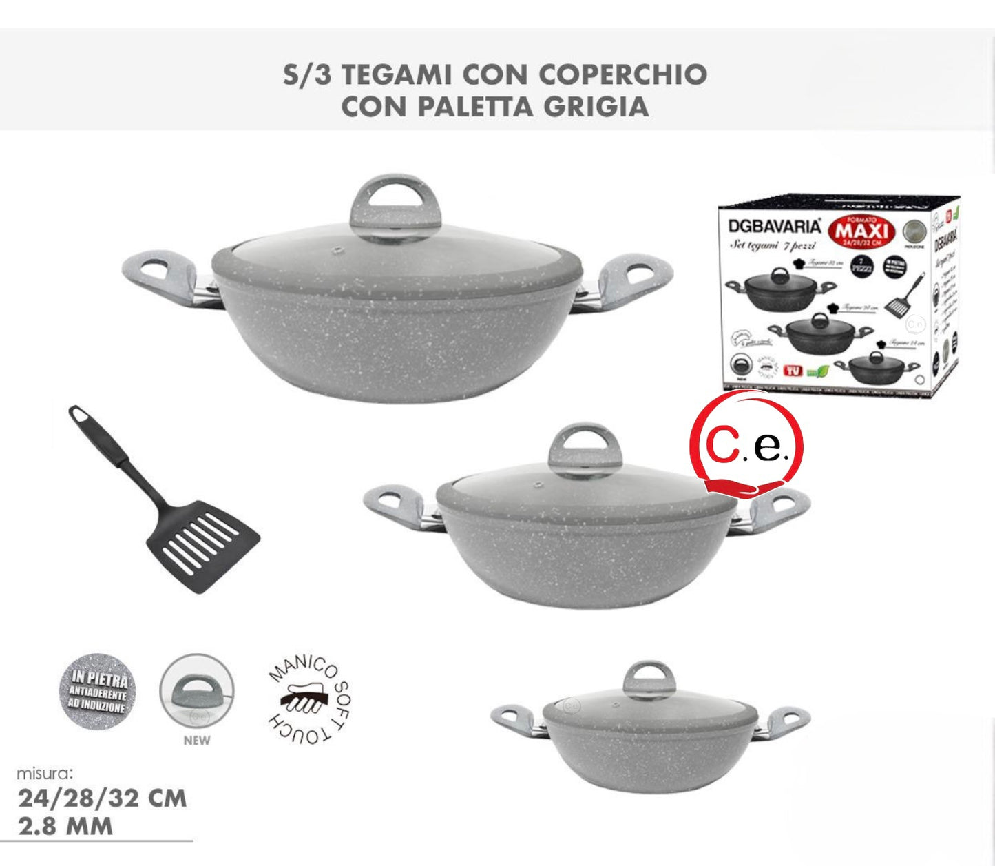 Tris tegame Maxi in pietra lavica