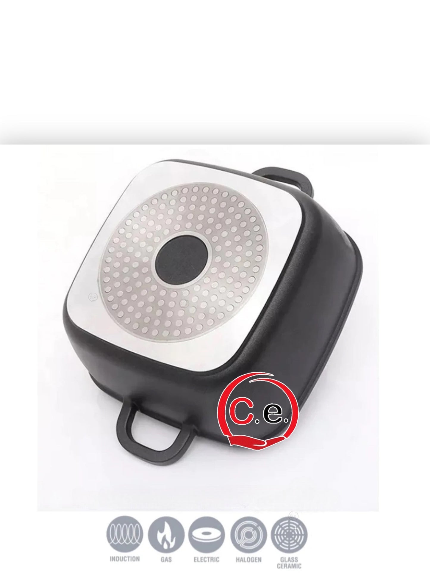 Tris casseruole quadrate in pietra lavica con coperchio in vetro Cheffinger 👩🏼🍳