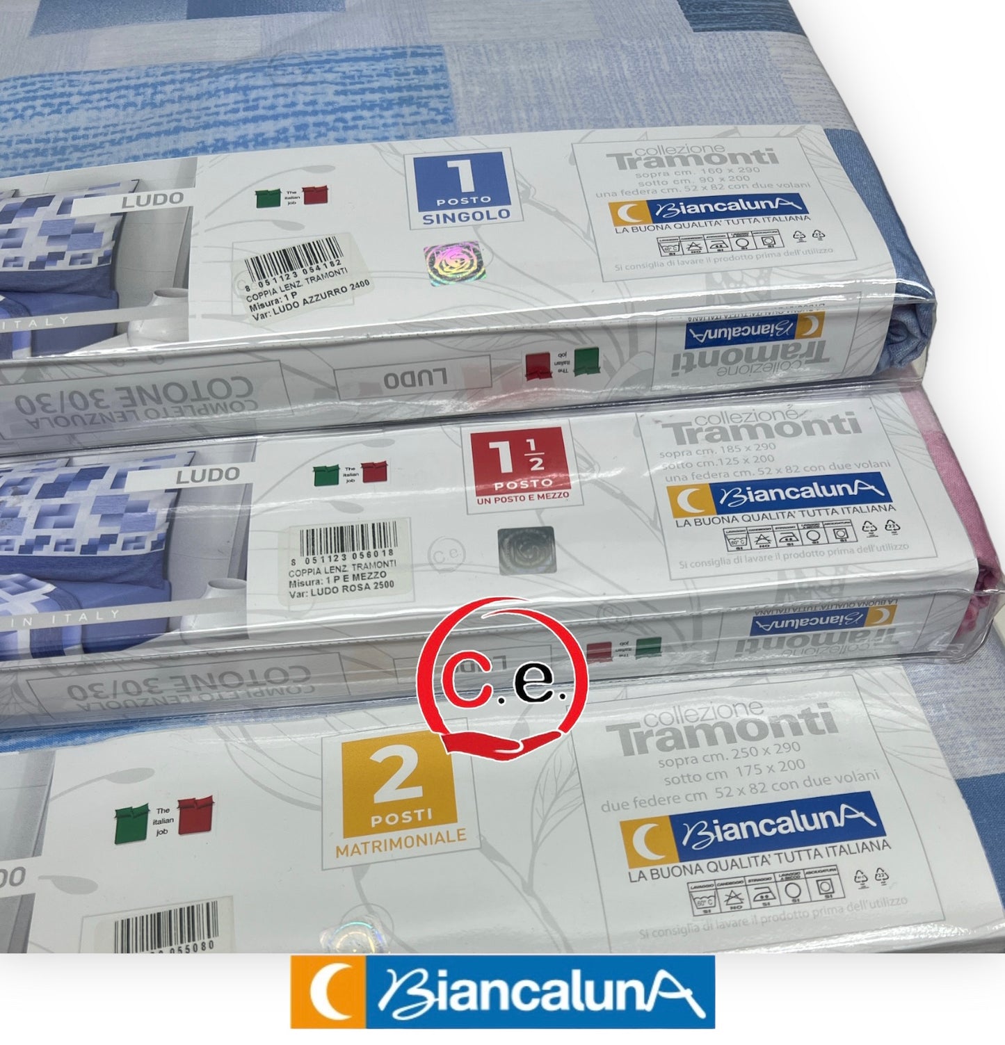 Completo lenzuola BiancaLuna 🌙 Tramonti in puro cotone al 100% Dis.Ludo