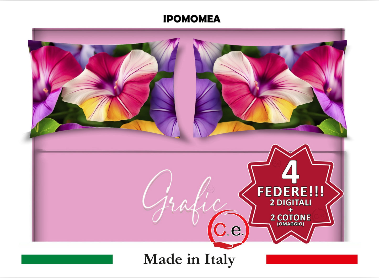 Completo Lenzuola Matrimoniale Disegno Ipomea Grafic