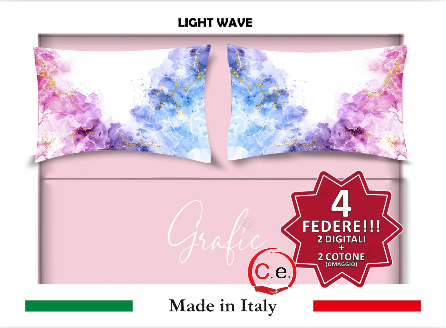 Completo Lenzuola Matrimoniale Disegno Light Wave Grafic