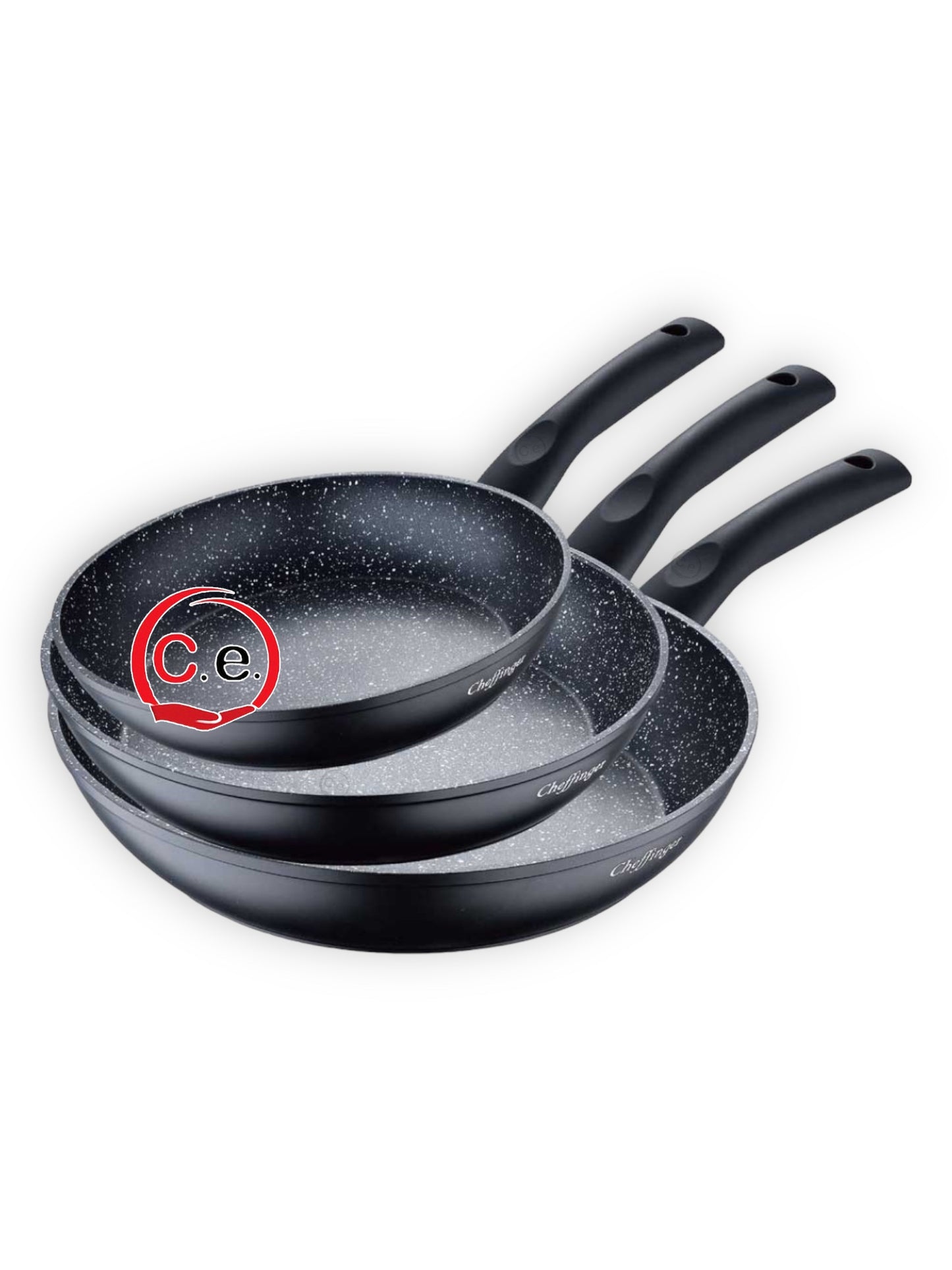 Tris padelle antiaderenti in pietra lavica Cheffinger 👩🏼🍳