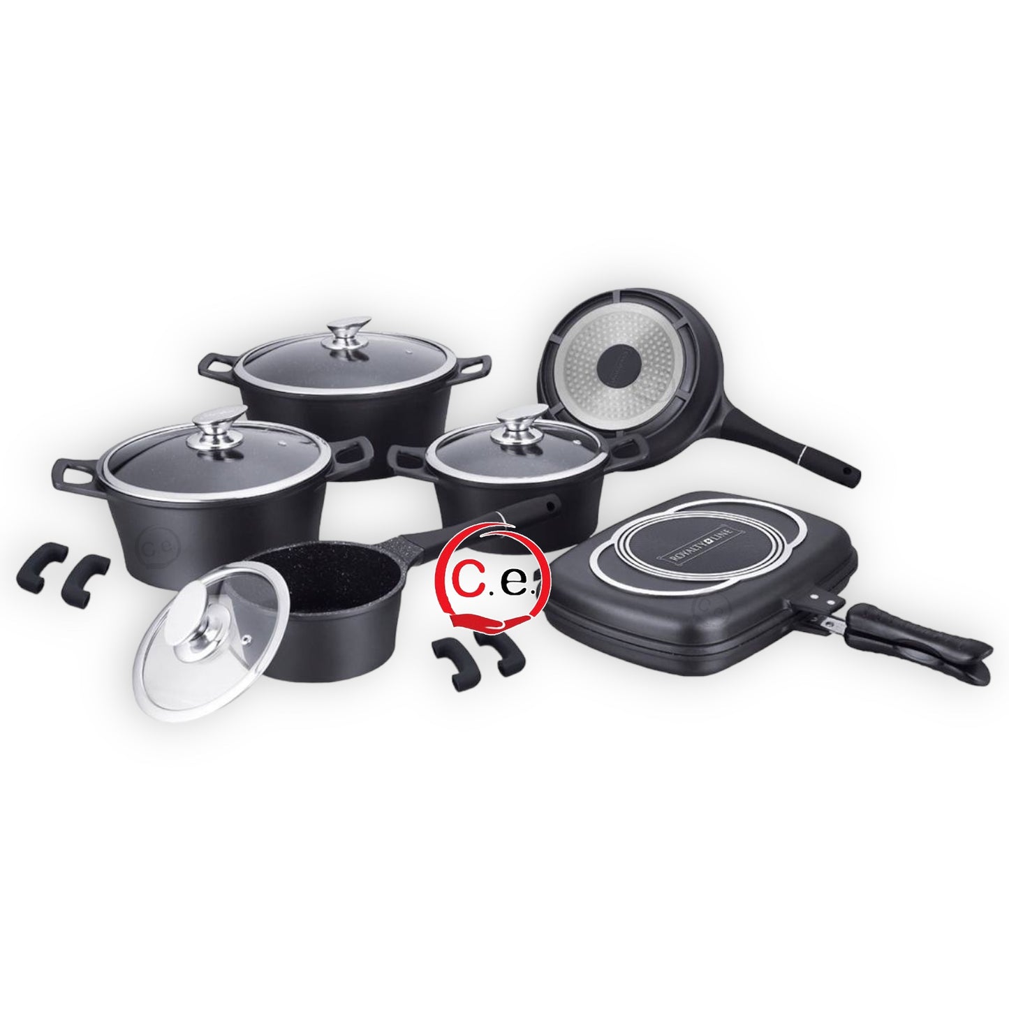 Batteria 15pz in pietra lavica antiaderente