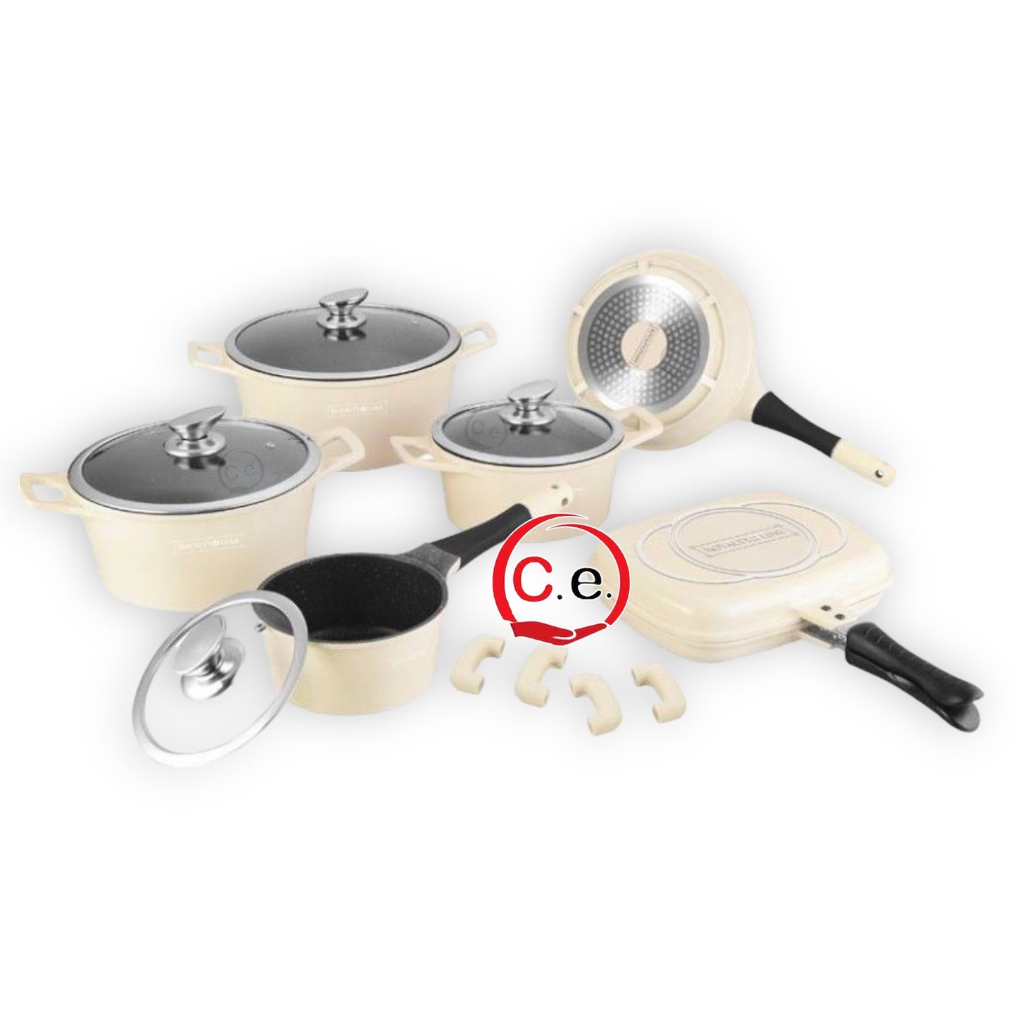 Batteria 15pz in pietra lavica antiaderente