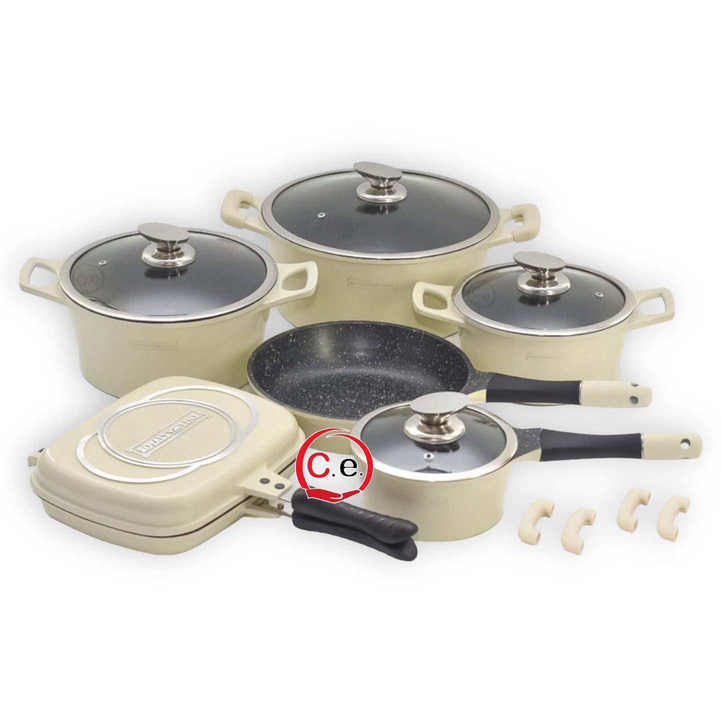 Batteria 15pz in pietra lavica antiaderente