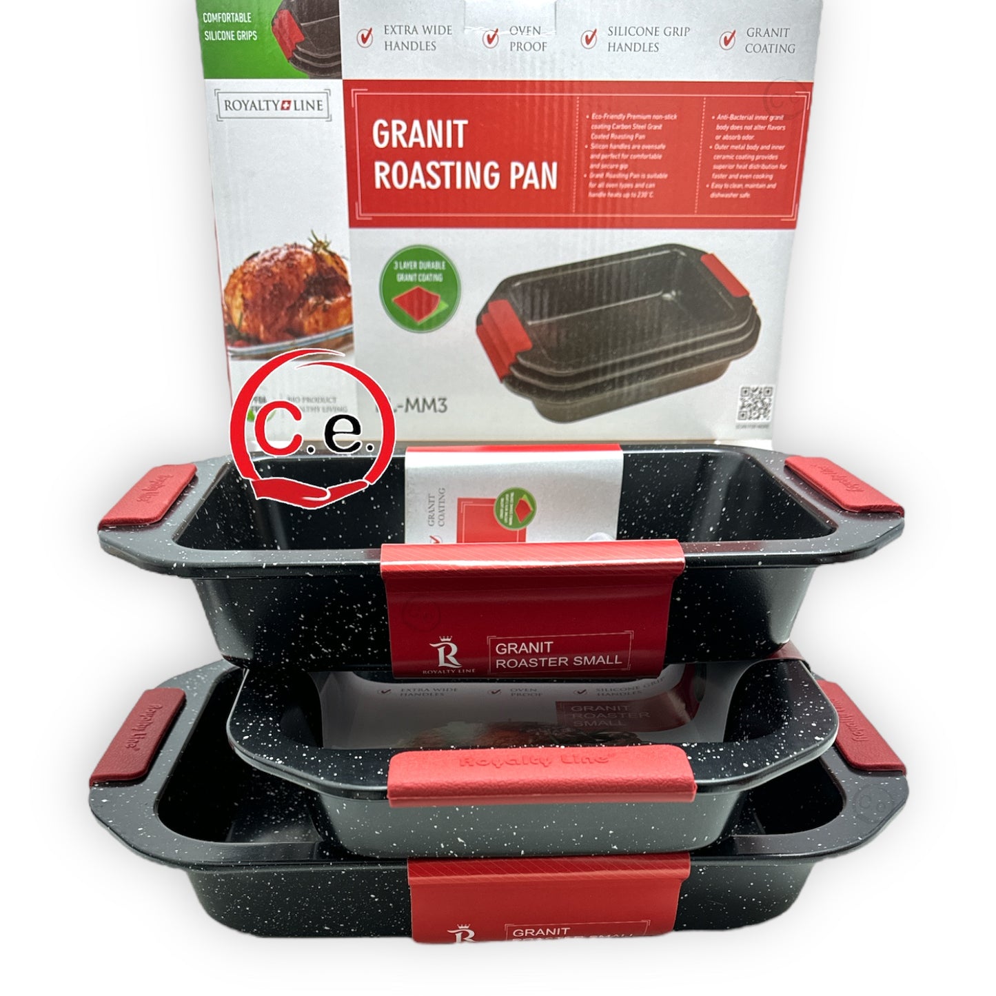 Tris teglie antiaderenti con manici in silicone rimovibili Royalty Line