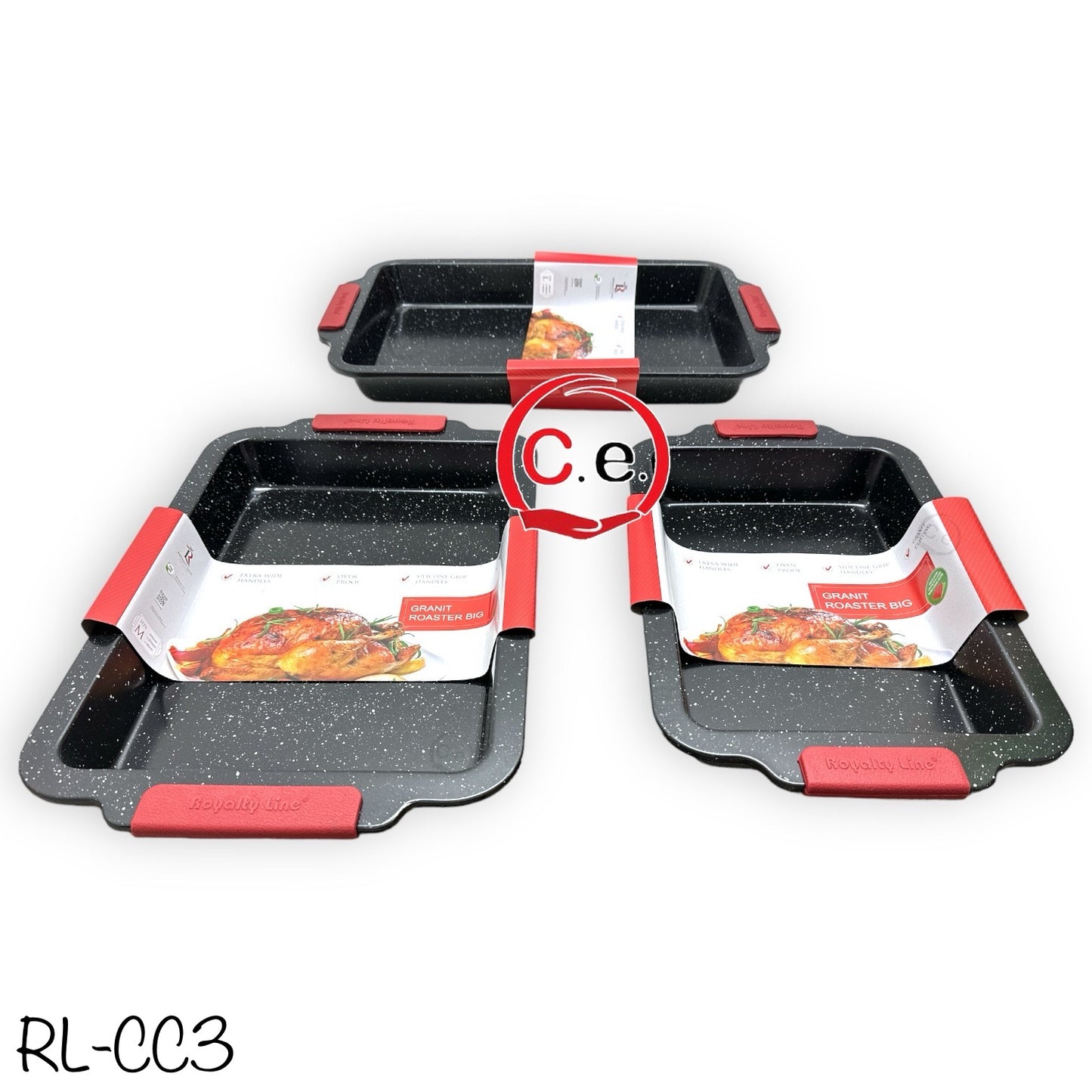 Tris teglie antiaderenti con manici in silicone rimovibili Royalty Line