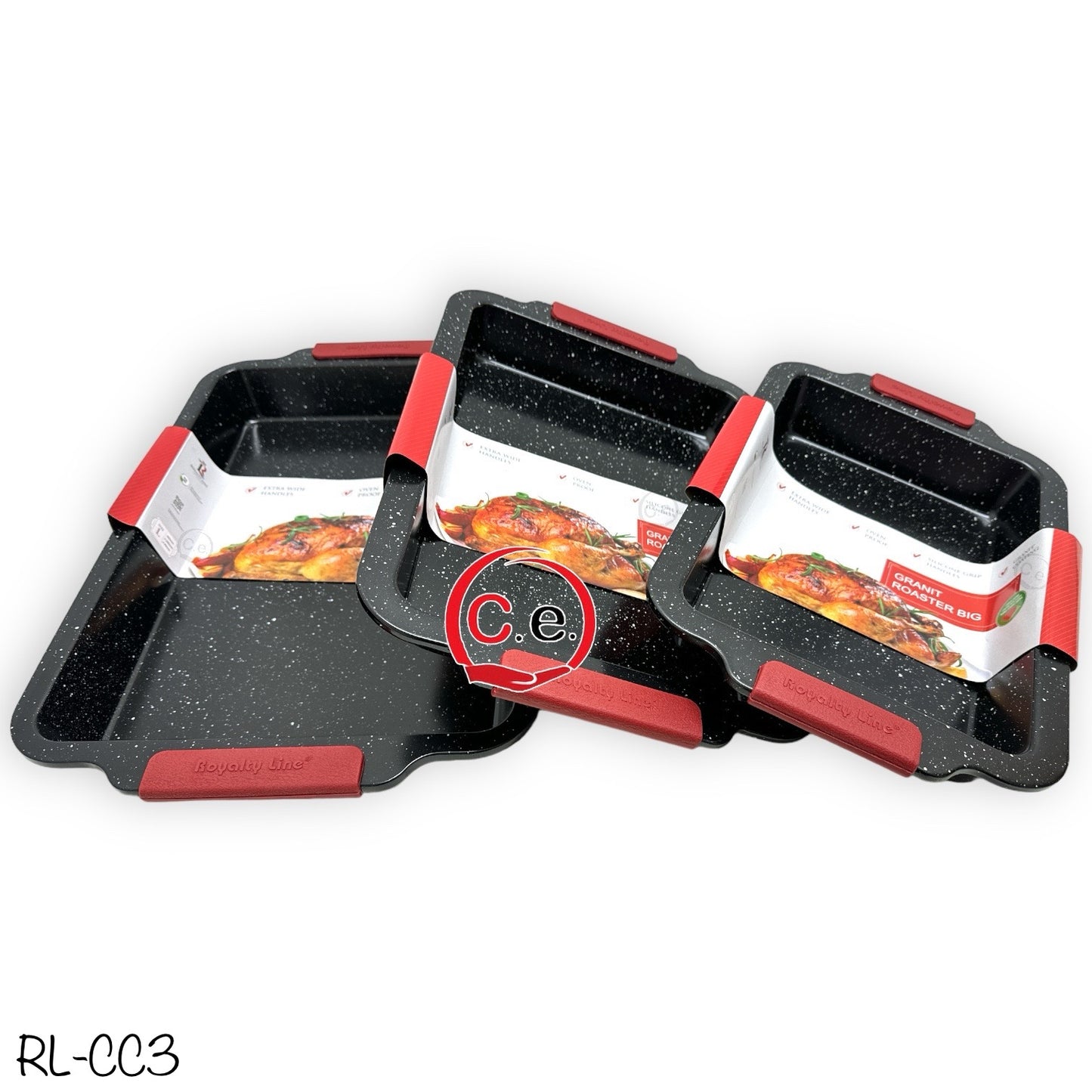 Tris teglie antiaderenti con manici in silicone rimovibili Royalty Line
