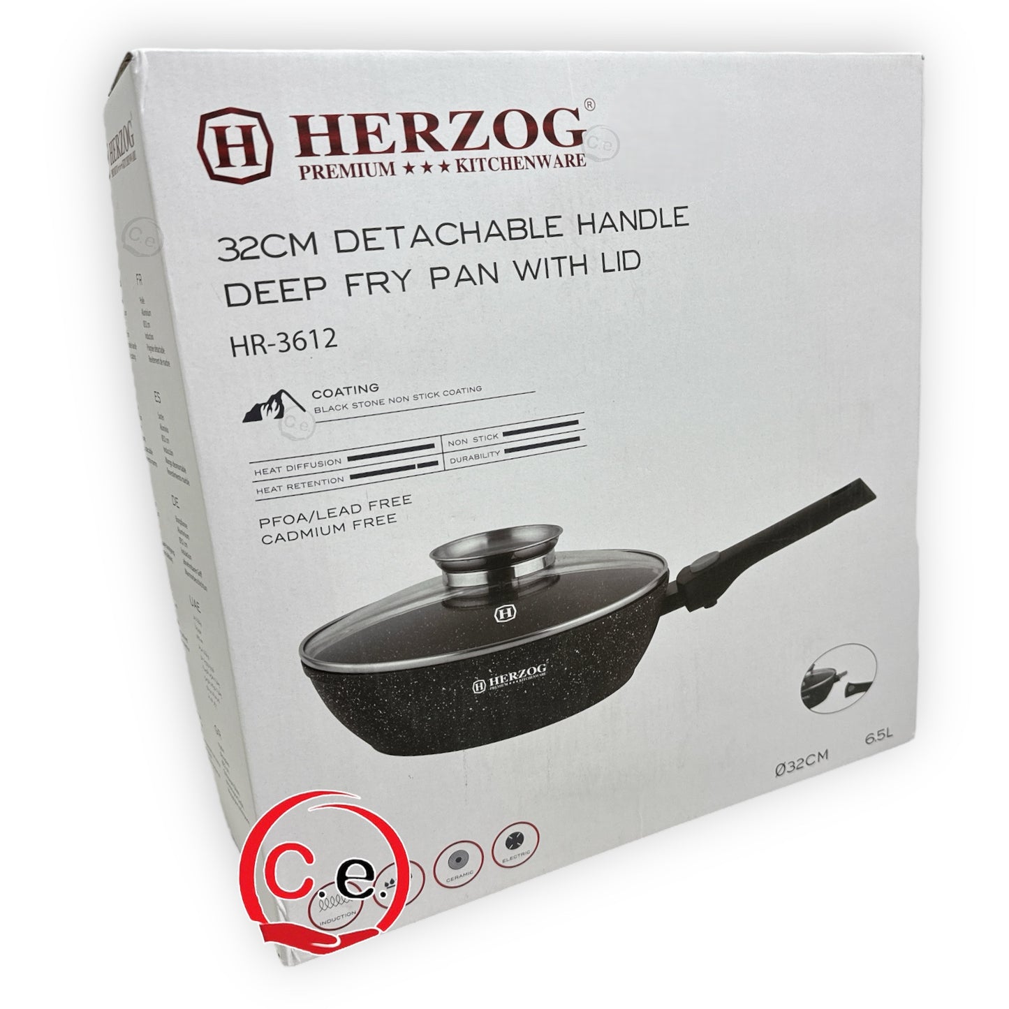 Padella alta Herzog 32cm in pietra lavica antiaderente