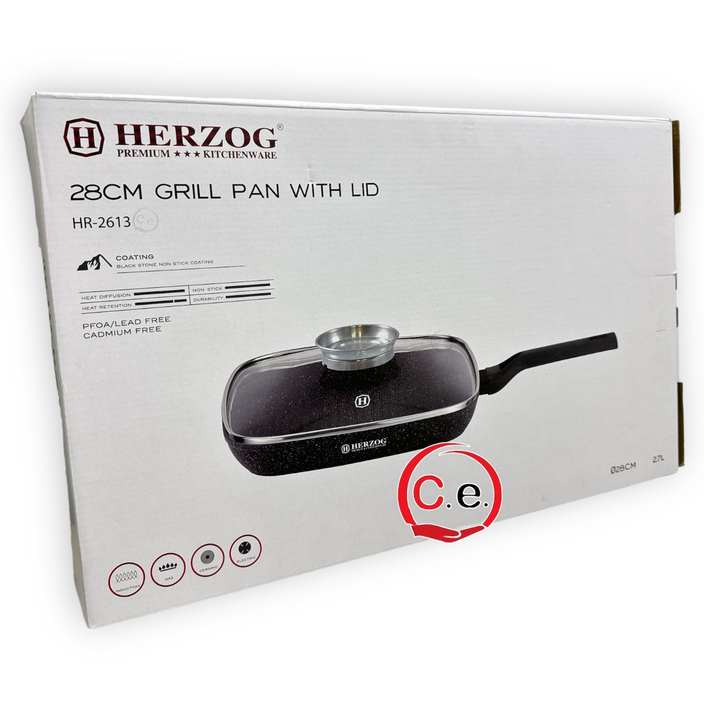 Bistecchiera con coperchio 28cm in pietra lavica antiaderente