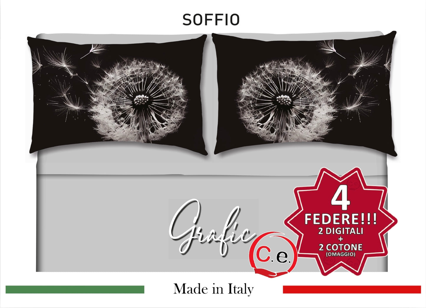 Completo Lenzuola Matrimoniale Disegno Soffio Grafic
