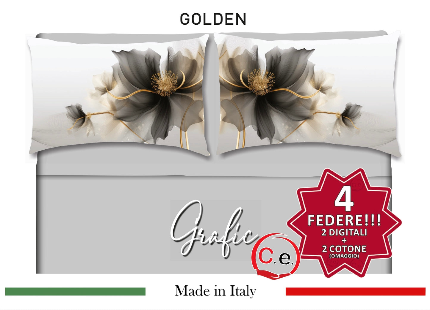 Completo Lenzuola Matrimoniale Disegno Golden Grafic