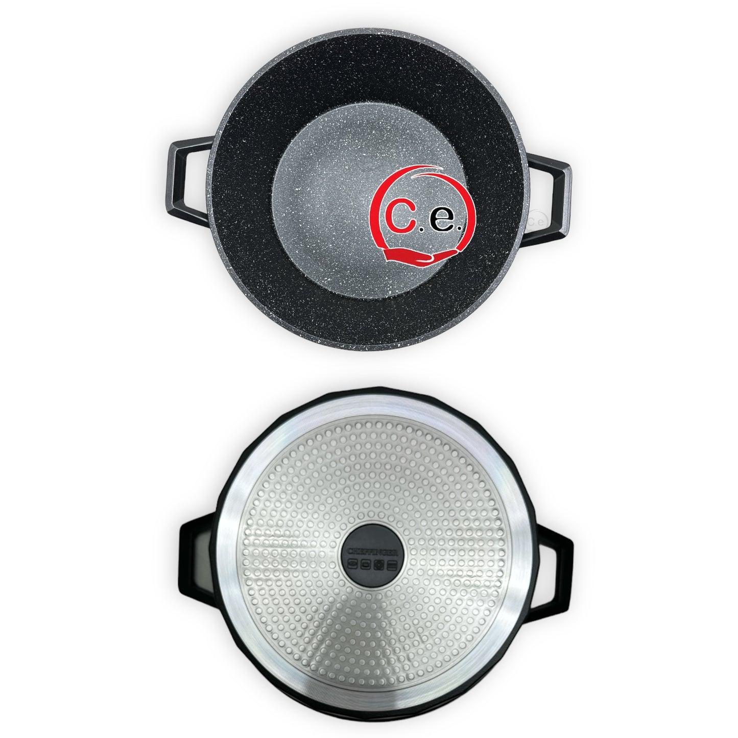 Casseruola in pietra lavica diamantata con coperchio in vetro Cheffinger