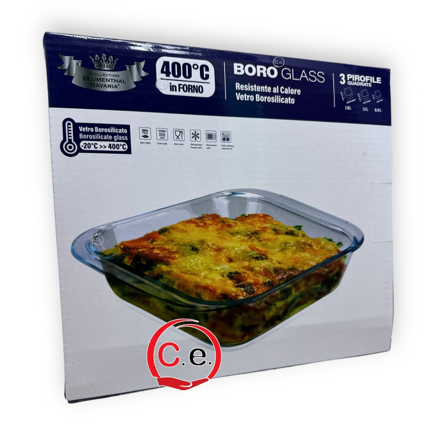 Tris pirofile in vetro Quadrate