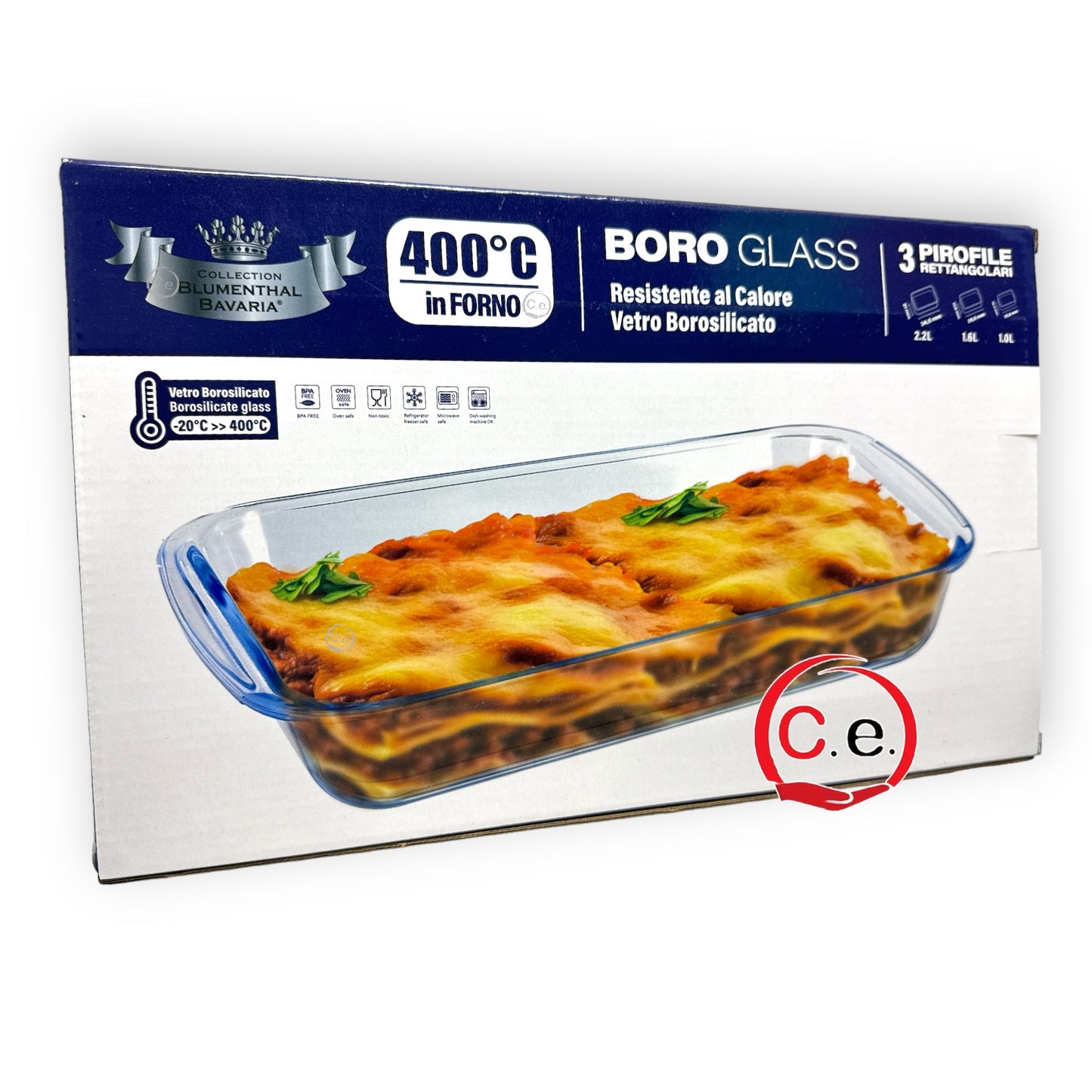 Tris pirofile in vetro Rettangolari