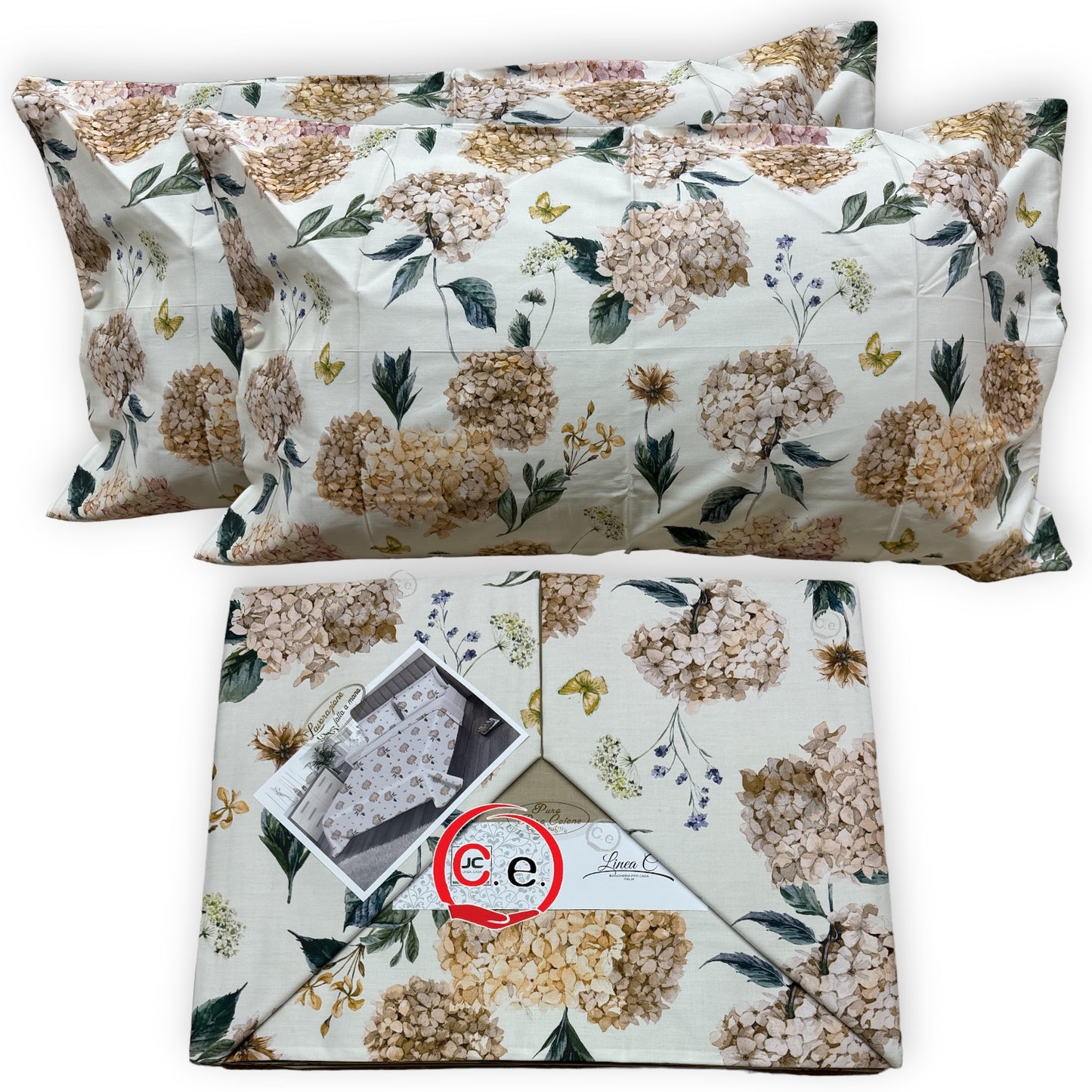 Completo lenzuola Ortensia in stampa digitale ad alta definizione