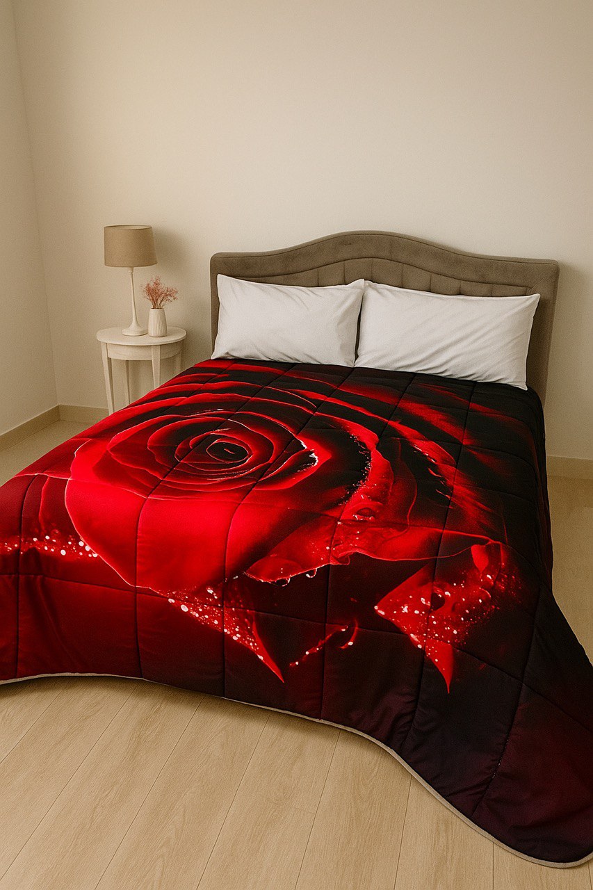 Trapunta/Piumone Red Rose in stampa Digitale ad alta risoluzione