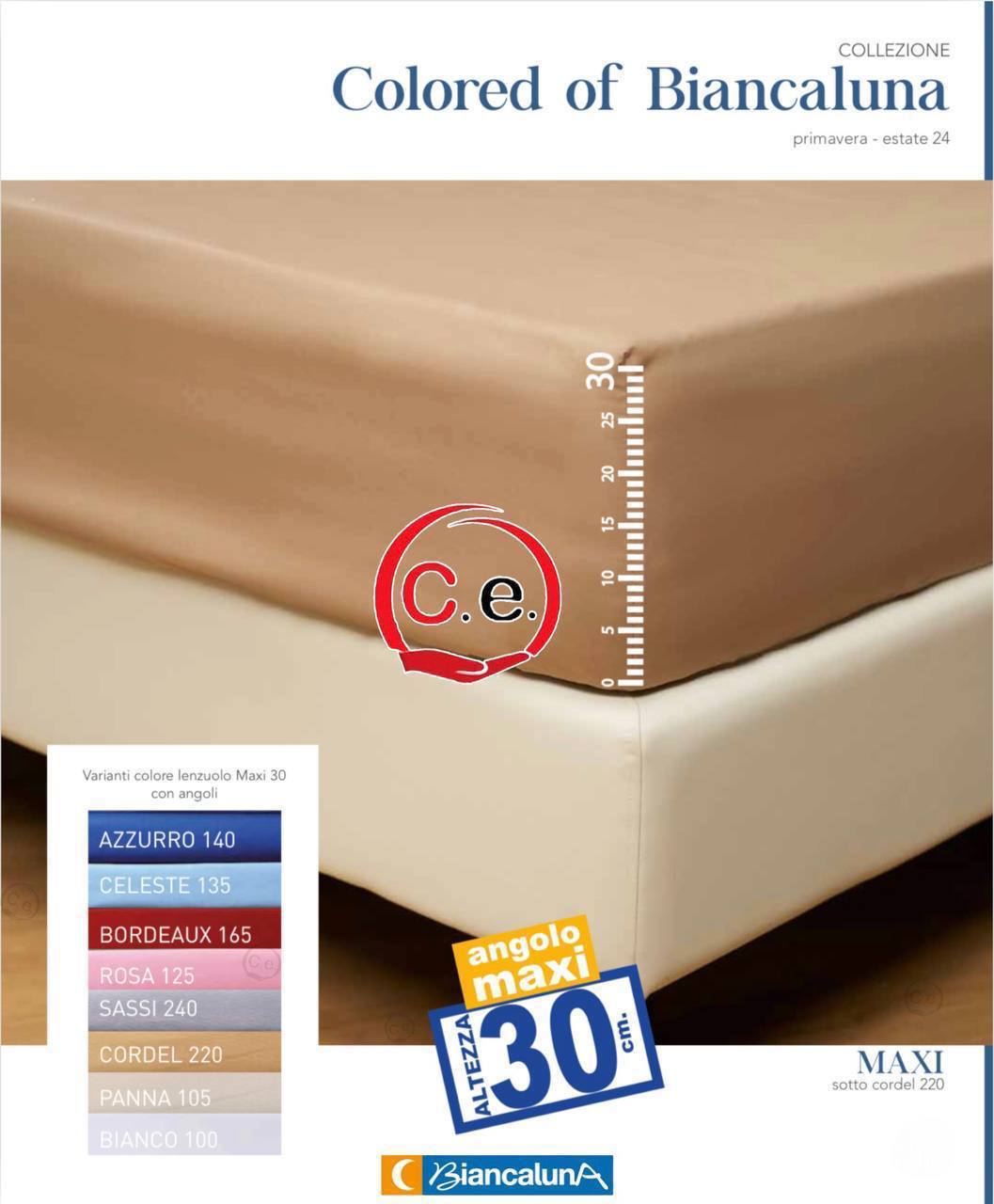 Lenzuola di sotto matrimoniali con Angoli MAXI Colored BiancaLuna 🌙