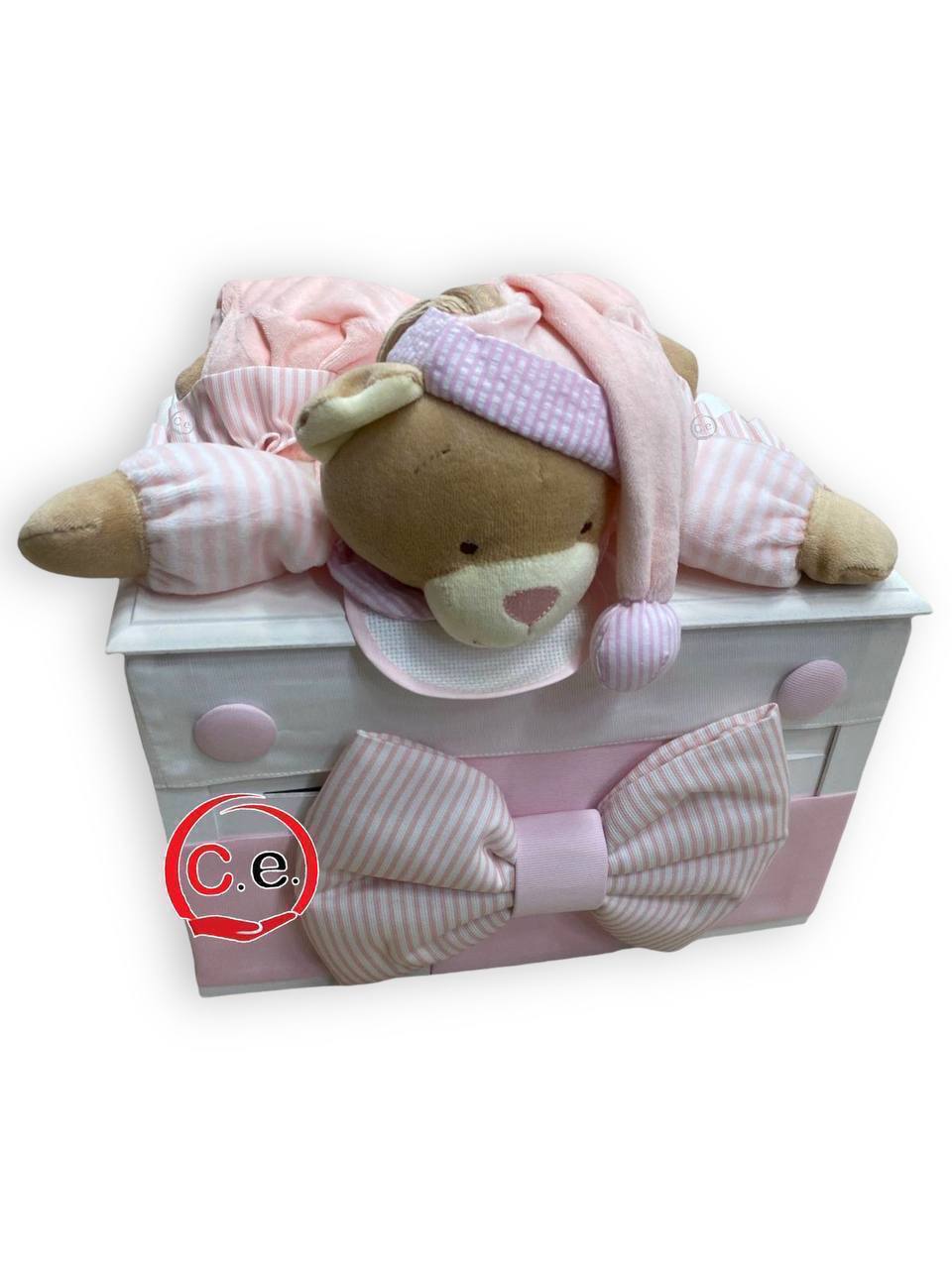 Cesto grande porta pigiama Neonato 👶🏼 in legno fatto a mano con peluche