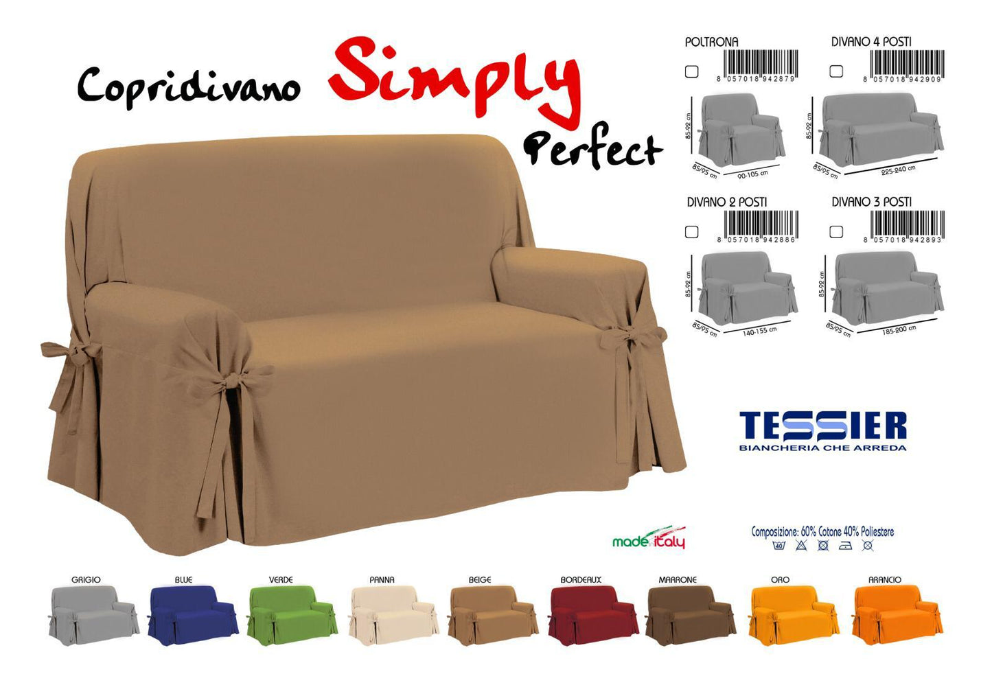 Copridivano Simply perfetto con fiocchi 🎀 tessier in cotone