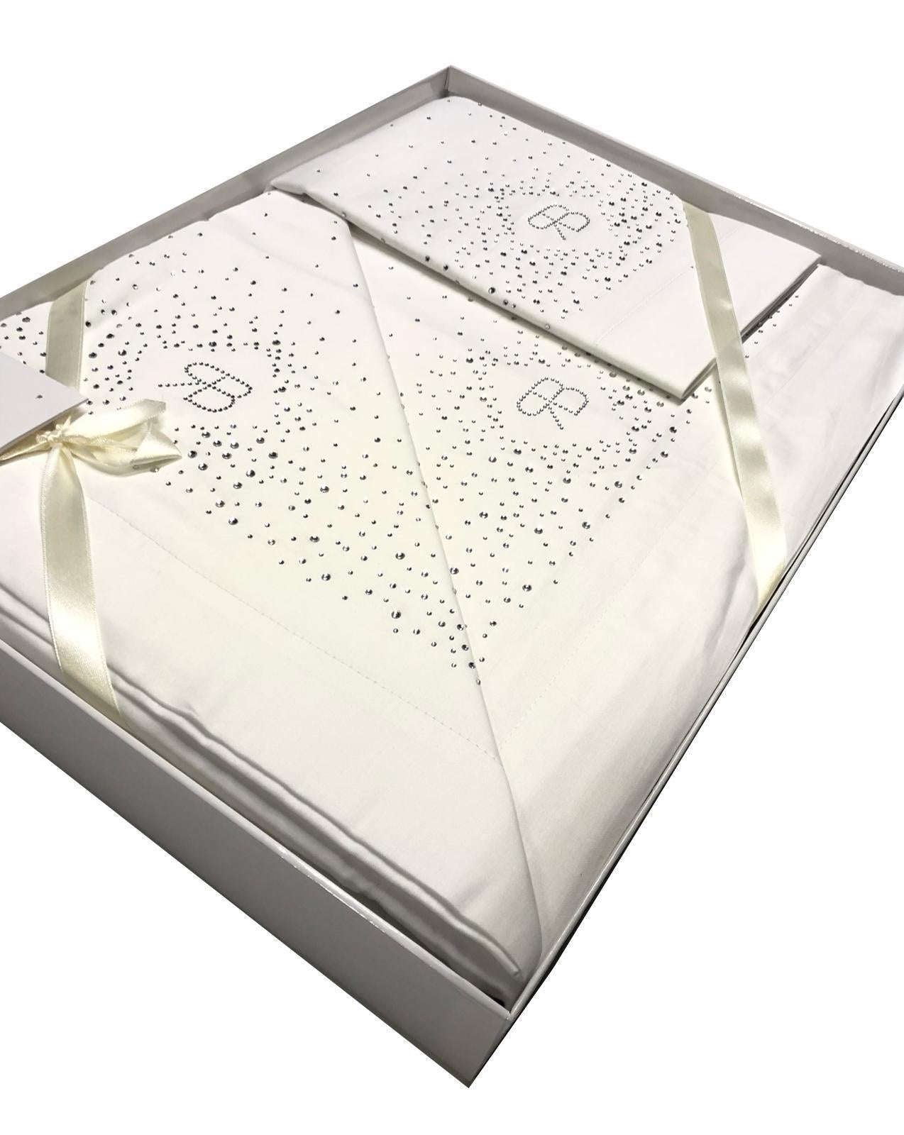Completo lenzuola Renato Balestra con strass Cristel