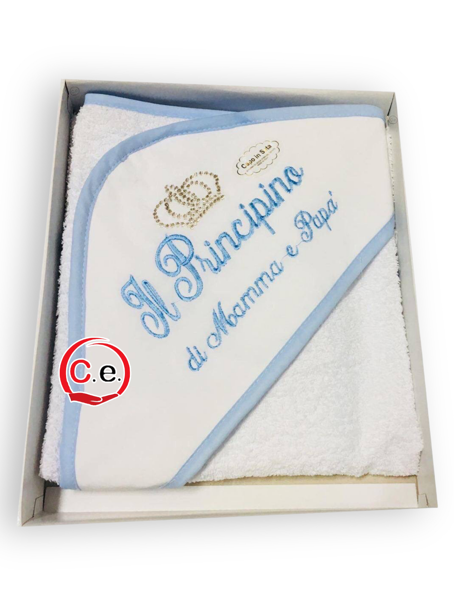 Accappatoio triangolo Il Principino di mamma e papà & Principessa di mamma e papà