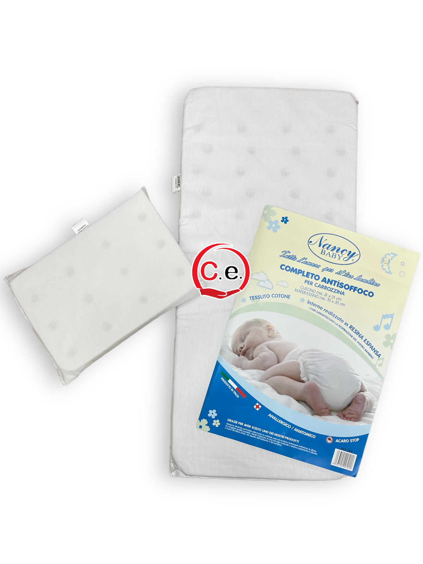 Completo antisoffoco Nancy Baby per carrozzina materassino + cuscino