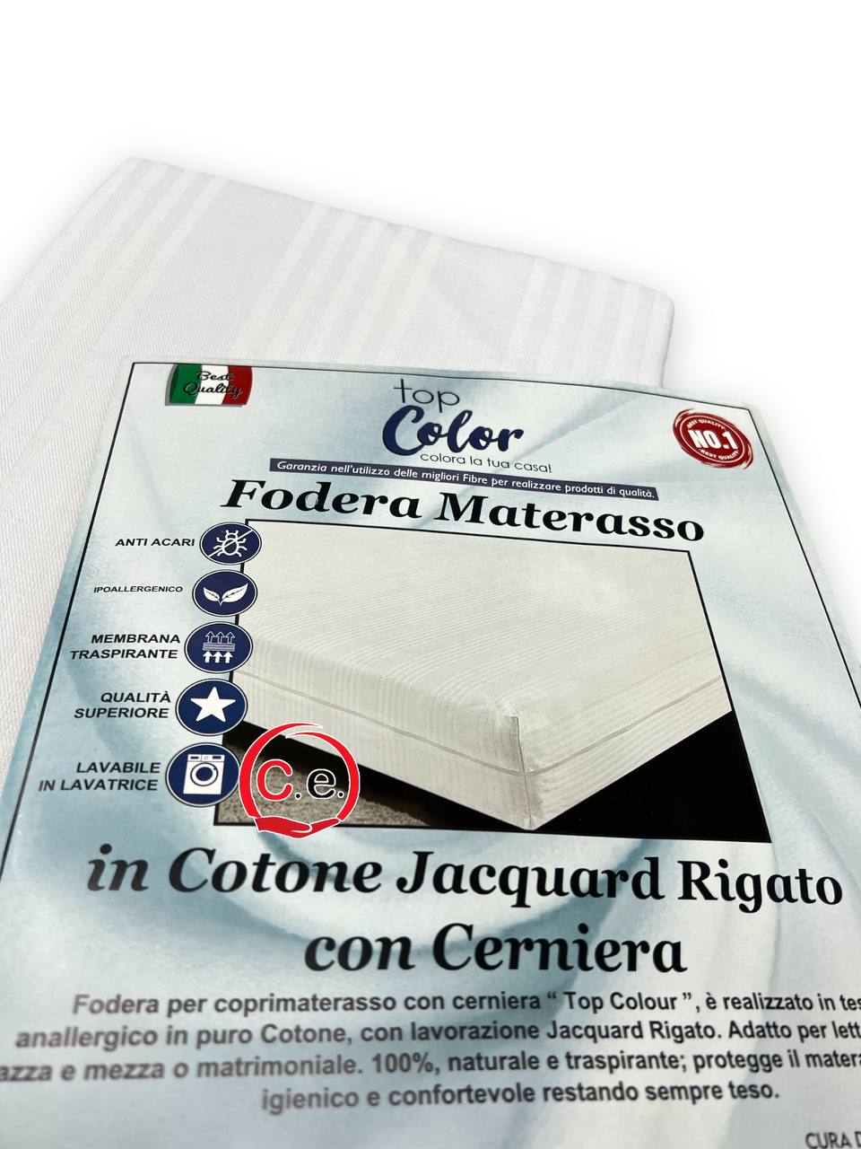 Coprimaterasso in cotone Jaguard con zip
