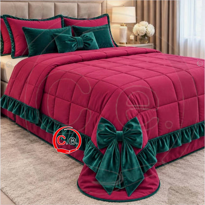 Trapunta/Piumone Belle Epoque con Rouche, fiocchetti 🎀 nel lati e cuscino a forma di fiocco 🎀