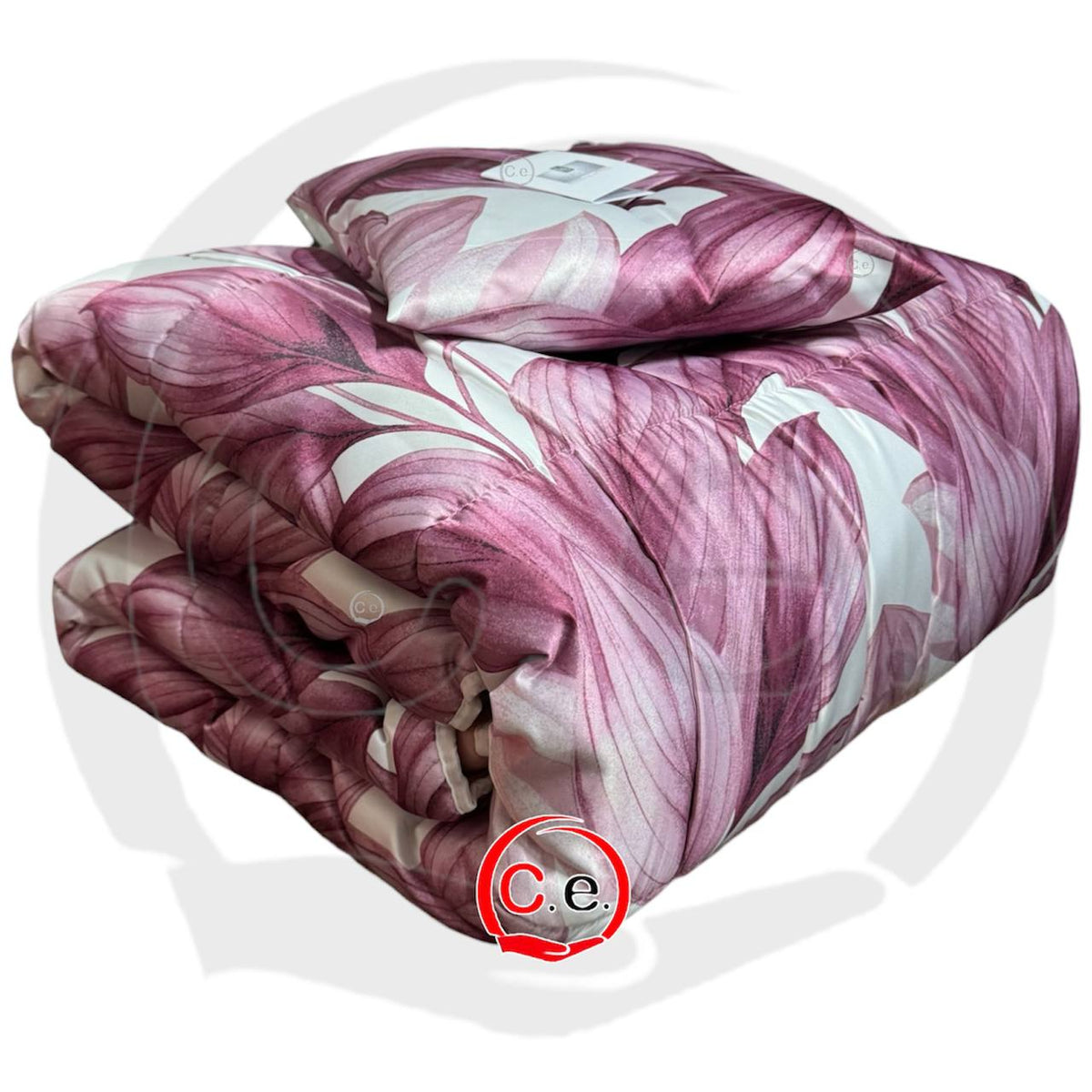 Trapunta/Piumone Botanic in finissimo raso satin con cuscino in coordinato