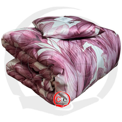 Trapunta/Piumone Botanic in finissimo raso satin con cuscino in coordinato